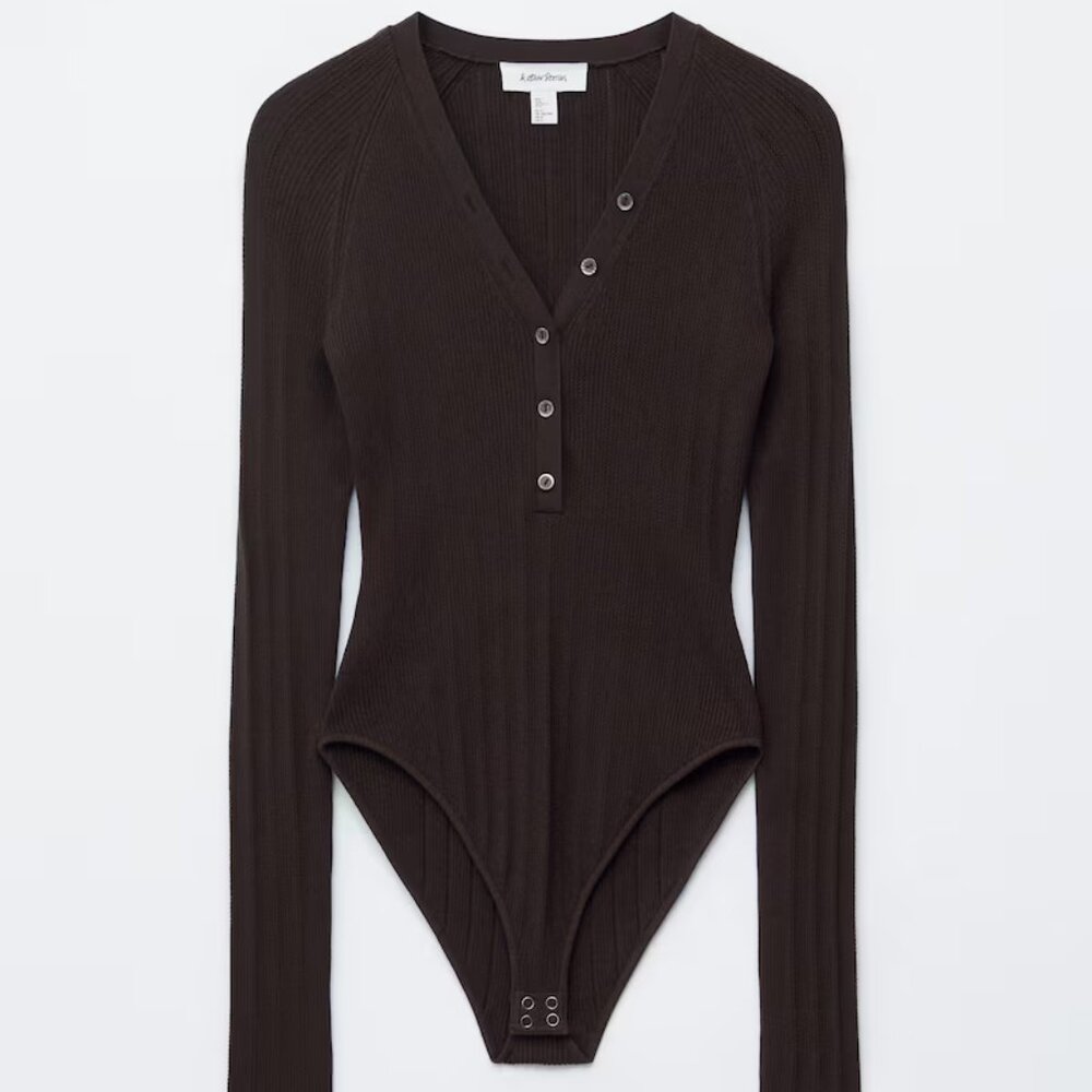 & Other Stories Long Sleeve Rib Knit Bodysuit